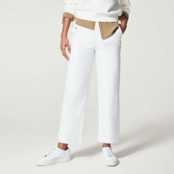 SPANX Pants - New Spanx Stretch Twill Cropped Wide Leg White Sz M